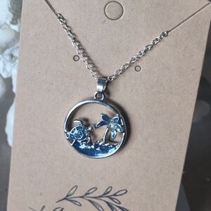 Hand Crafted Silver and Blue Tropical Necklace
